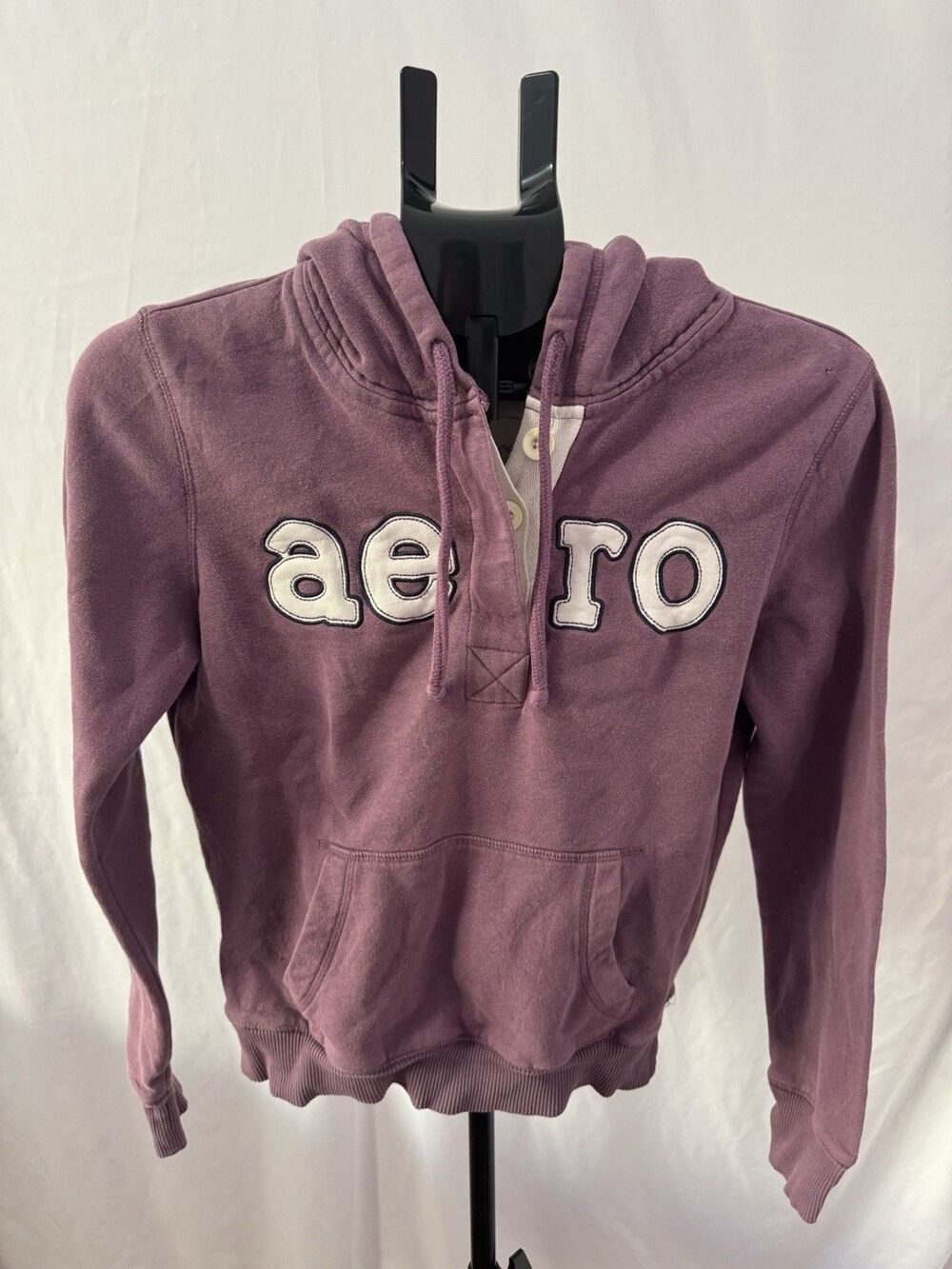 Aeropostale Aero Applique Henley Hoodie Dusty Purple Womens S Y2K